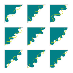 Set of Cute Wave Corner Header Footer Shape Vector Assets for Flyer, Banner, Poster, Etc. Corner Frame Shape