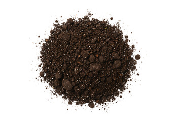 Pile of Rich Dark Potting Soil Ready for Planting on a Black Background Top Down Studio Shot