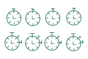 Set of timer, clock flat icon, and time management. Vector. Isolated on white background