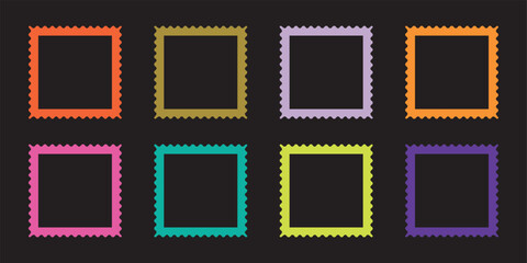 Rectangle shape frame with zigzag edge. Set of Zigzag and colorful frame Shapes. Different shapes and sizes frame with zigzag edge. Cloudy wave curve edge frame vector set. vector illustration.