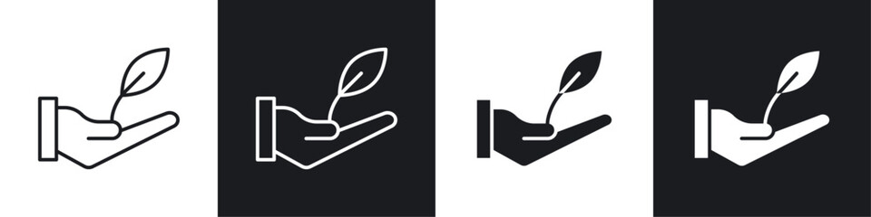 Leaf in hand icons graphic vectors