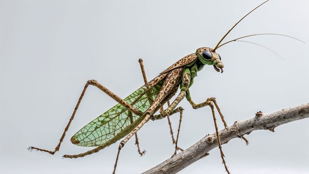 Macro of a mantis on a branch