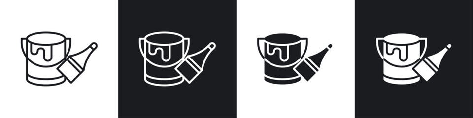 Paint bucket and paint brush icons graphic vectors