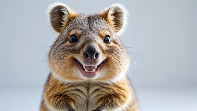 Smiling quokka face close up