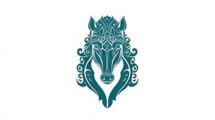 Chinese style, bronze horse totem ethnic style art design illustration