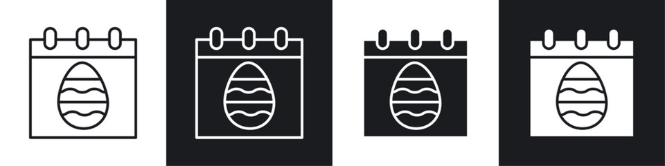 Easter calendar icons graphic vectors