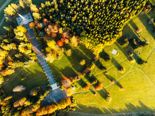 Sunset over Liptov region with and High Tatras mountains around. Haj nicovo near Liptovsky Mikulas, Slovakia.