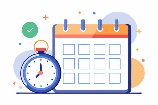 calendar with deadlines and stopwatch icon