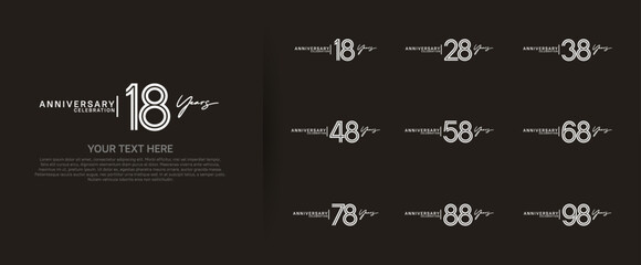 logo anniversary set. white color on brown background for special event