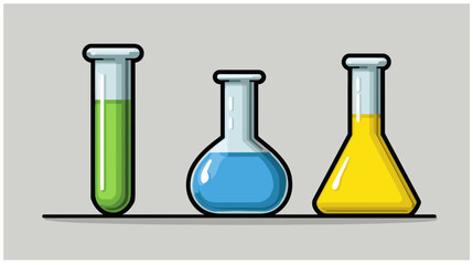 Colorful laboratory glassware showcasing chemical solutions in a modern design