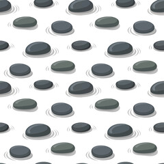 Seamless pattern of dark grey stones floating on transparent background, concept for spa, wellness, relaxation, and zen garden design