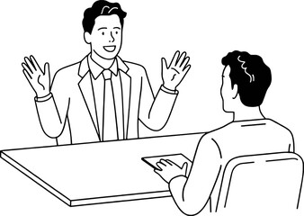 Businessman enthusiastically presenting ideas to colleague