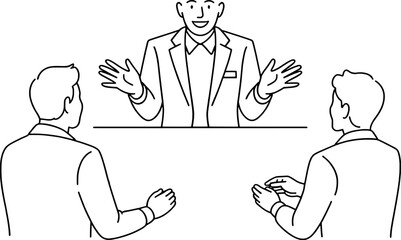 Businessman presenting to two attentive colleagues