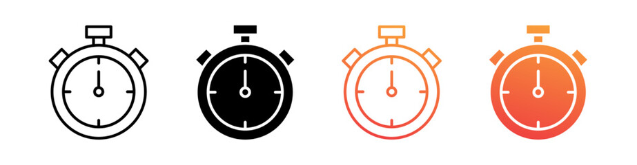 Stopwatch Multiple Style Icon Set Vector 