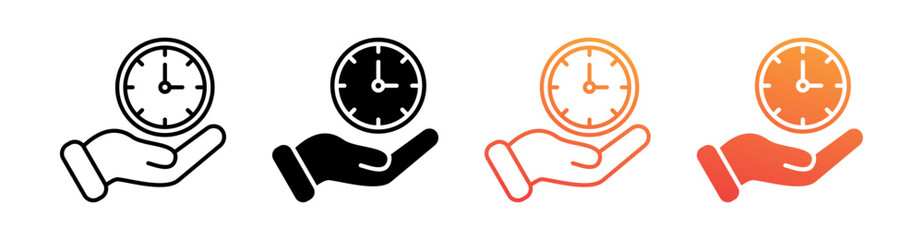 Save Time Multiple Style Icon Set Vector 