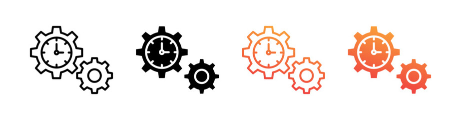 Process Time Multiple Style Icon Set Vector 