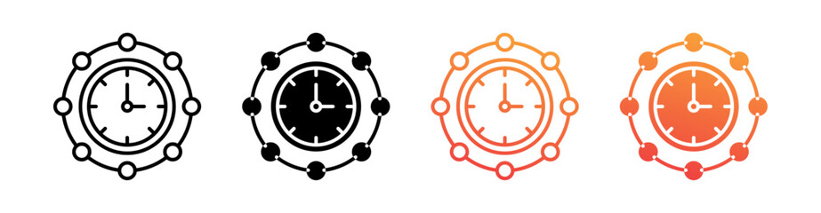 Timeline Multiple Style Icon Set Vector 