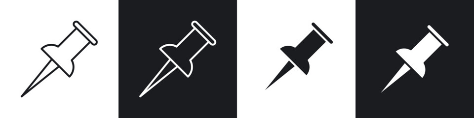 Push pin icons vector graphics for web designs