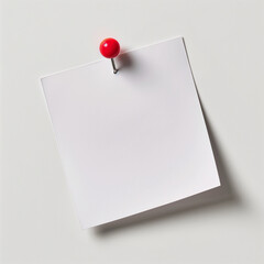 Blank White Note Paper with Red Push Pin 