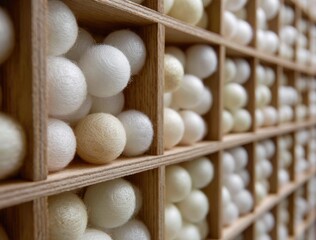 Silkworm cocoons grown in batches in a factory