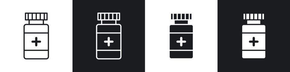 Pill bottle icons vector graphics for web designs