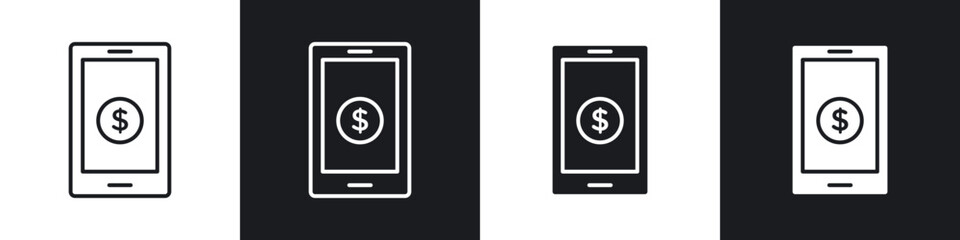 Mobile banking icons vector graphics for web designs