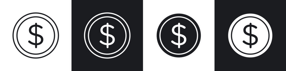 Money icons vector graphics for web designs