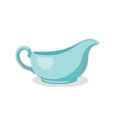 Elegant ceramic gravy boat in soft pastel blue, minimal design