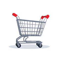 Modern shopping cart illustration on white background, design simplicity