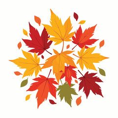 Fototapeta premium Colorful autumn leaves scattered on white background, nature's beauty