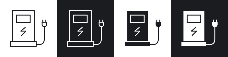 Charging station icons vector graphics for web designs