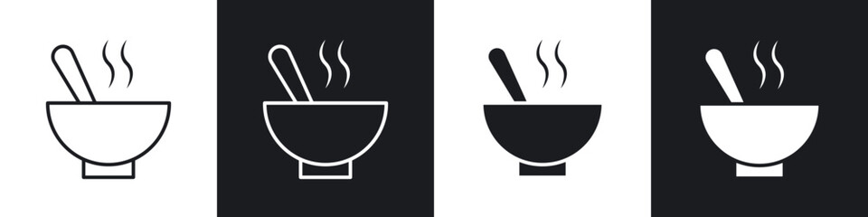Bowl of soup icons vector graphics for web designs
