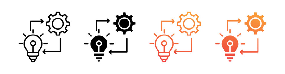 Implementation Multiple Style Icon Set Vector 