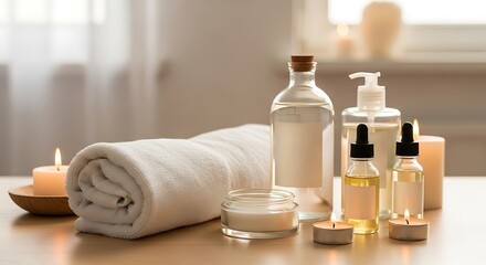Serene Spa Experience Luxurious Oils, Candles, and Towels for Ultimate Relaxation