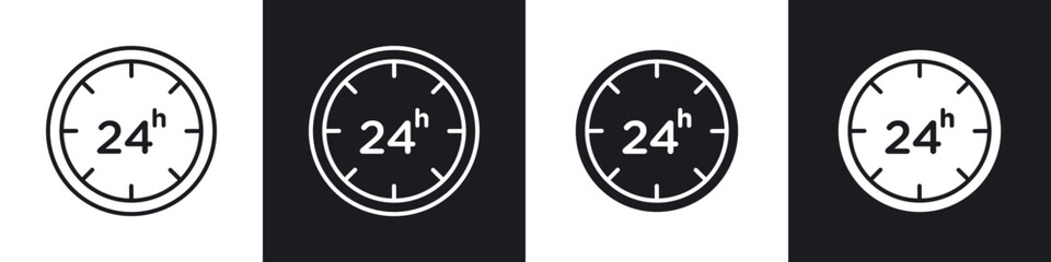 24 Hrs icons vector graphics for web designs