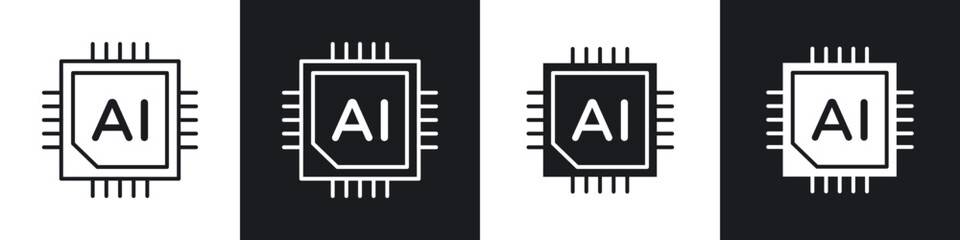 AI chip icons vector graphics for web designs