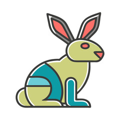 Obraz premium rabbit line icon color design