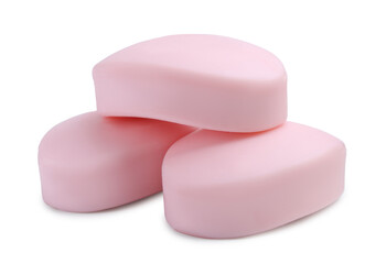 Three soap bars isolated on white. Personal hygiene