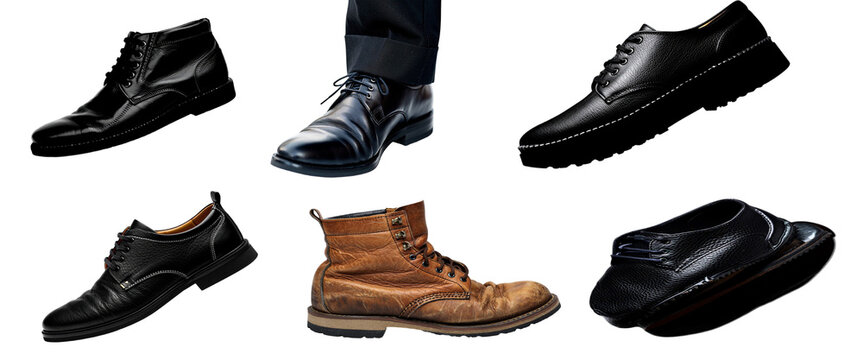 set of leather shoes, brown leather shoes, men footwear, formal shoes, fashion shoes, casual leather shoes, pair of shoes, stylish men shoes, png isolate on white background Download.