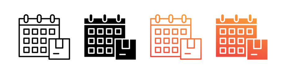 Calendar Multiple Style Icon Set Vector 