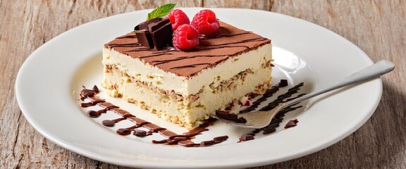 famous Italian semifreddo, tiramisu, Semifreddo ice cream. Berry Semifreddo, ice cream with blueberry and raspberry