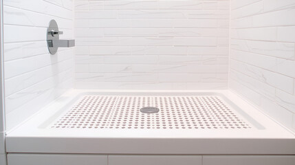 Shower tray in bathroom interior, close up