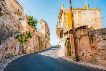 Old baroque town of Ragusa Ibla in Sicily. Historic center called Ibla builded in late Baroque Style. Ragusa, Sicily, Italy