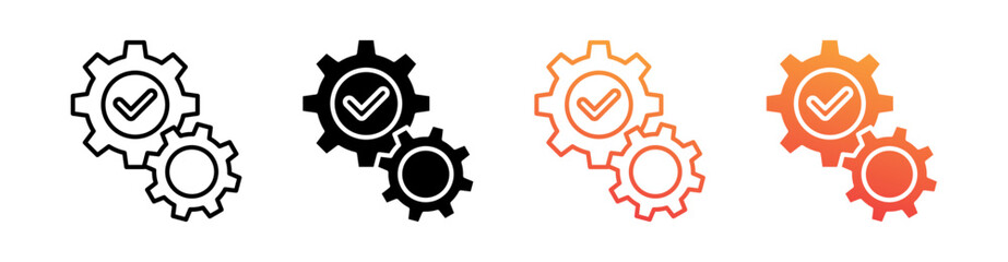 Process Multiple Style Icon Set Vector 