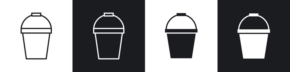 Water bucket icons in solid and stroke graphics
