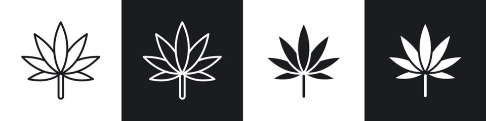 Fototapeta premium Weed icons in solid and stroke graphics