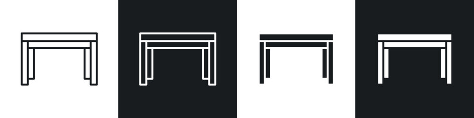 Table icons in solid and stroke graphics