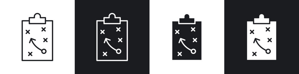 Tactics icons in solid and stroke graphics