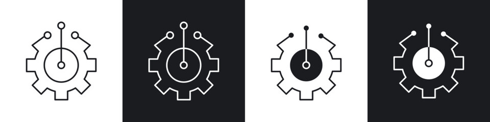 Technology icons in solid and stroke graphics