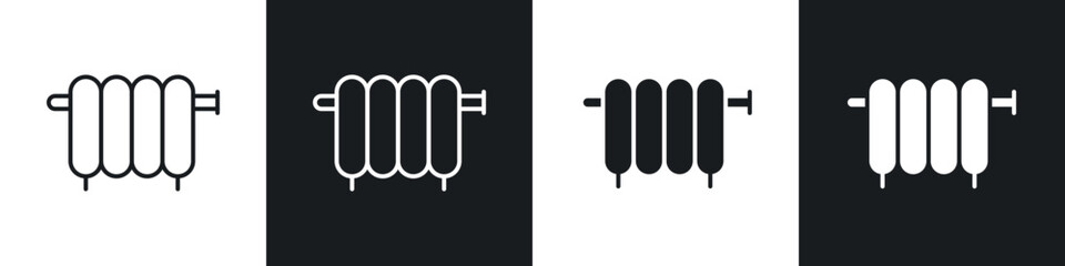 Radiator icons in solid and stroke graphics